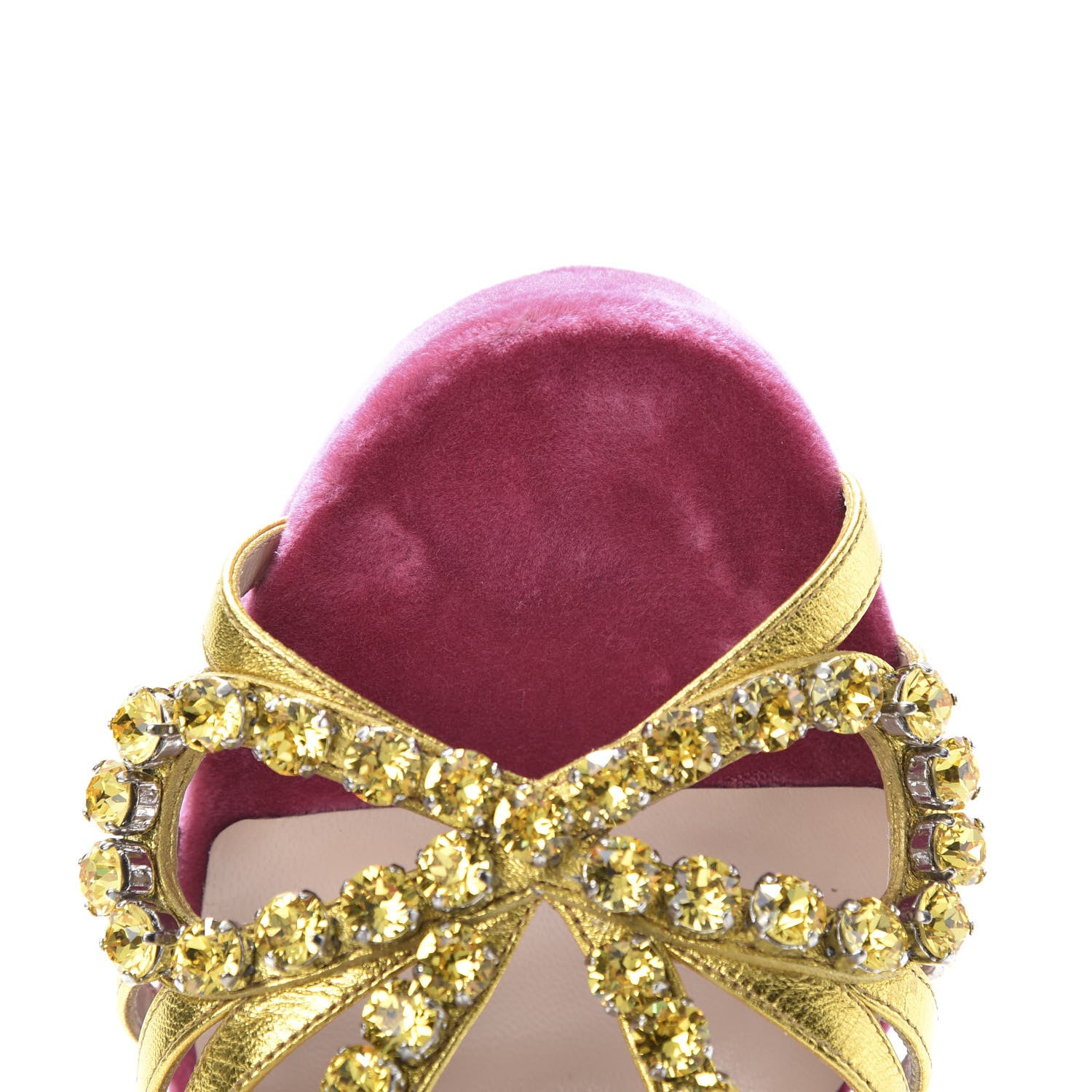 Gucci Velvet Nappa Crystal Zephyra Slingback Platform High Heel Sandals 40 Pink Gold 8 of 10