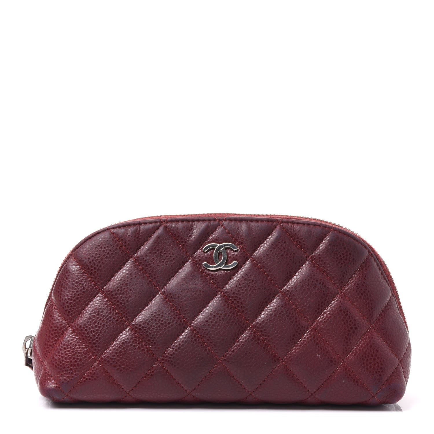 Chanel Caviar Quilted Cosmetic Case Burgundy 1 of 12