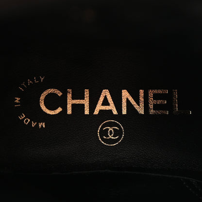 Chanel Shiny Calfskin Lace Up Combat Boots 38 Black 7 of 16