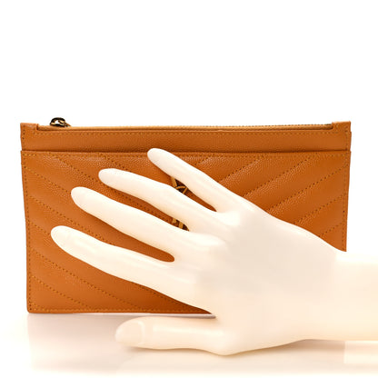 Saint Laurent Grain De Poudre Chevron Monogram Bill Pouch Senape Yellow 2 of 6