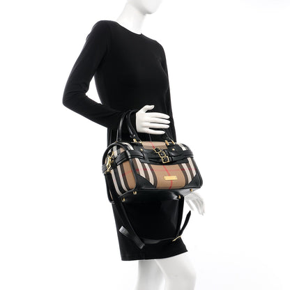 Burberry House Check Bridle Calfskin Medium Alchester Bowling Bag Black 11 of 15