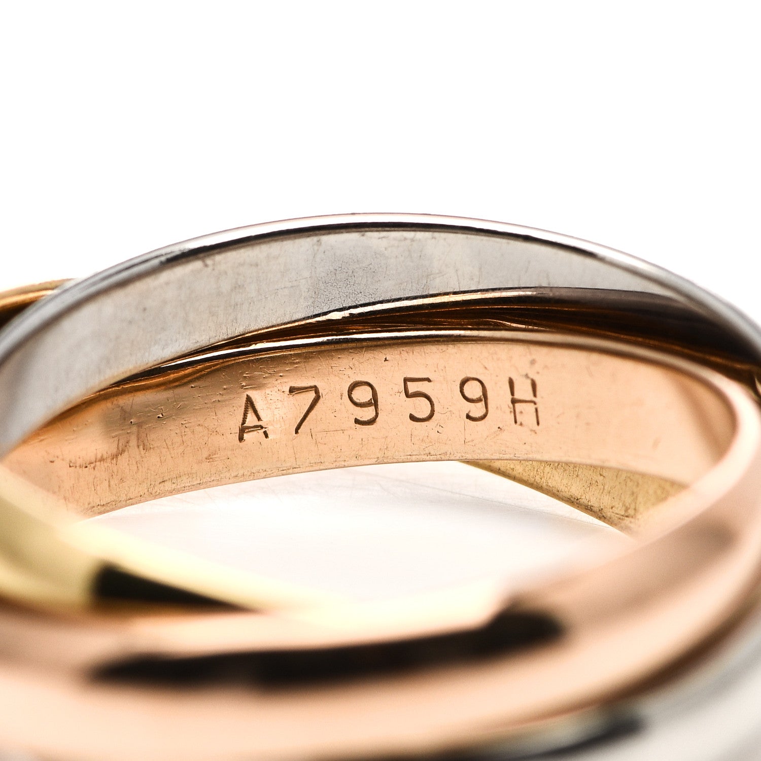 Cartier 18K Pink Yellow White Gold Classic Les Must De Cartier Trinity Ring 52 6 4 of 5