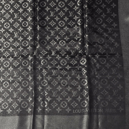 Louis Vuitton Silk Lurex Wool Monogram Shine Shawl Black 1 of 5