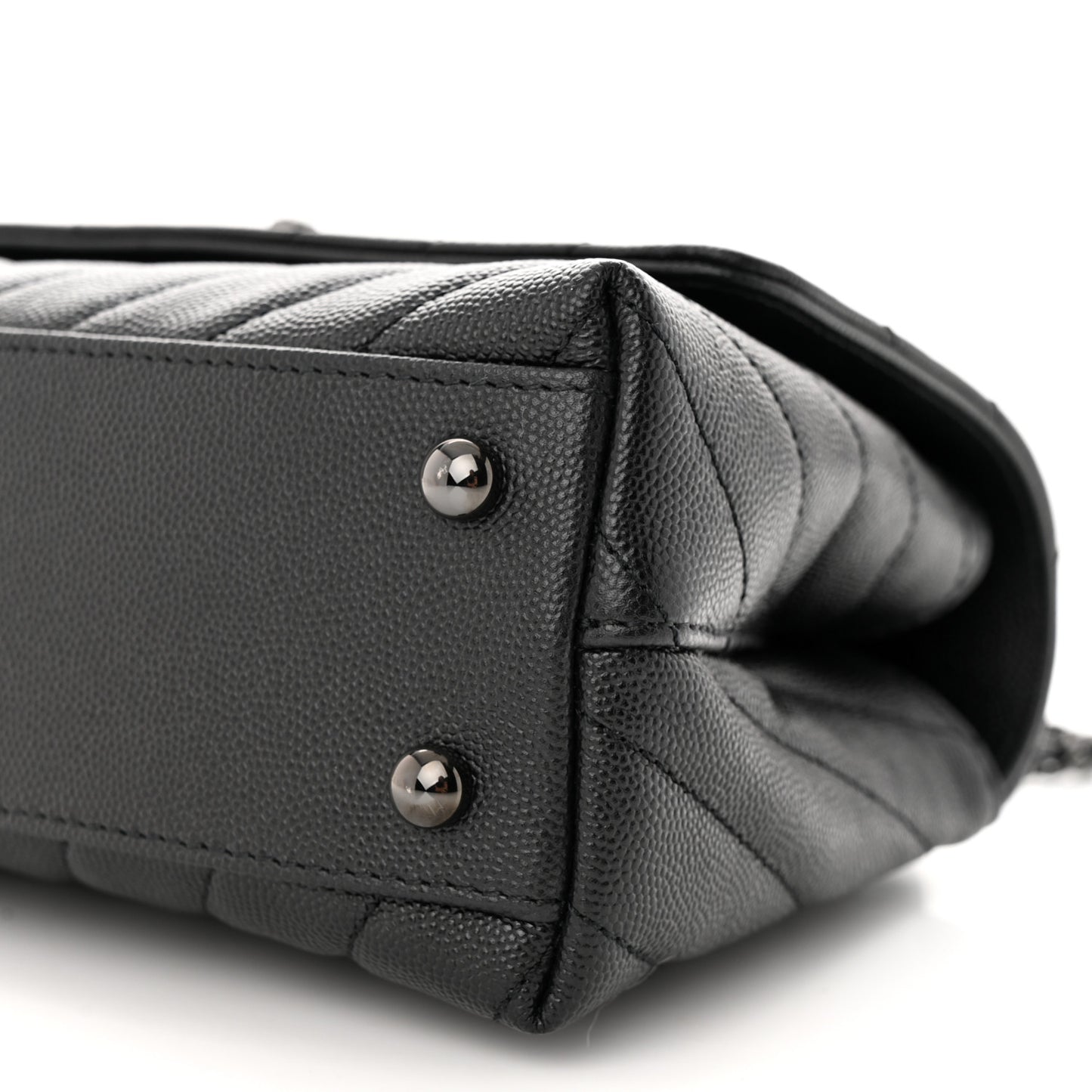 Caviar Chevron Quilted Mini Coco Handle Flap So Black