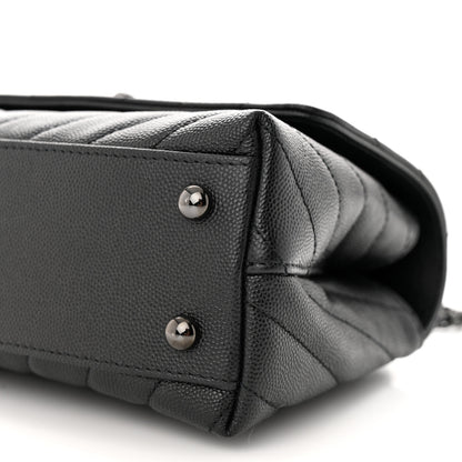 Chanel Caviar Chevron Quilted Mini Coco Handle Flap So Black 10 of 11