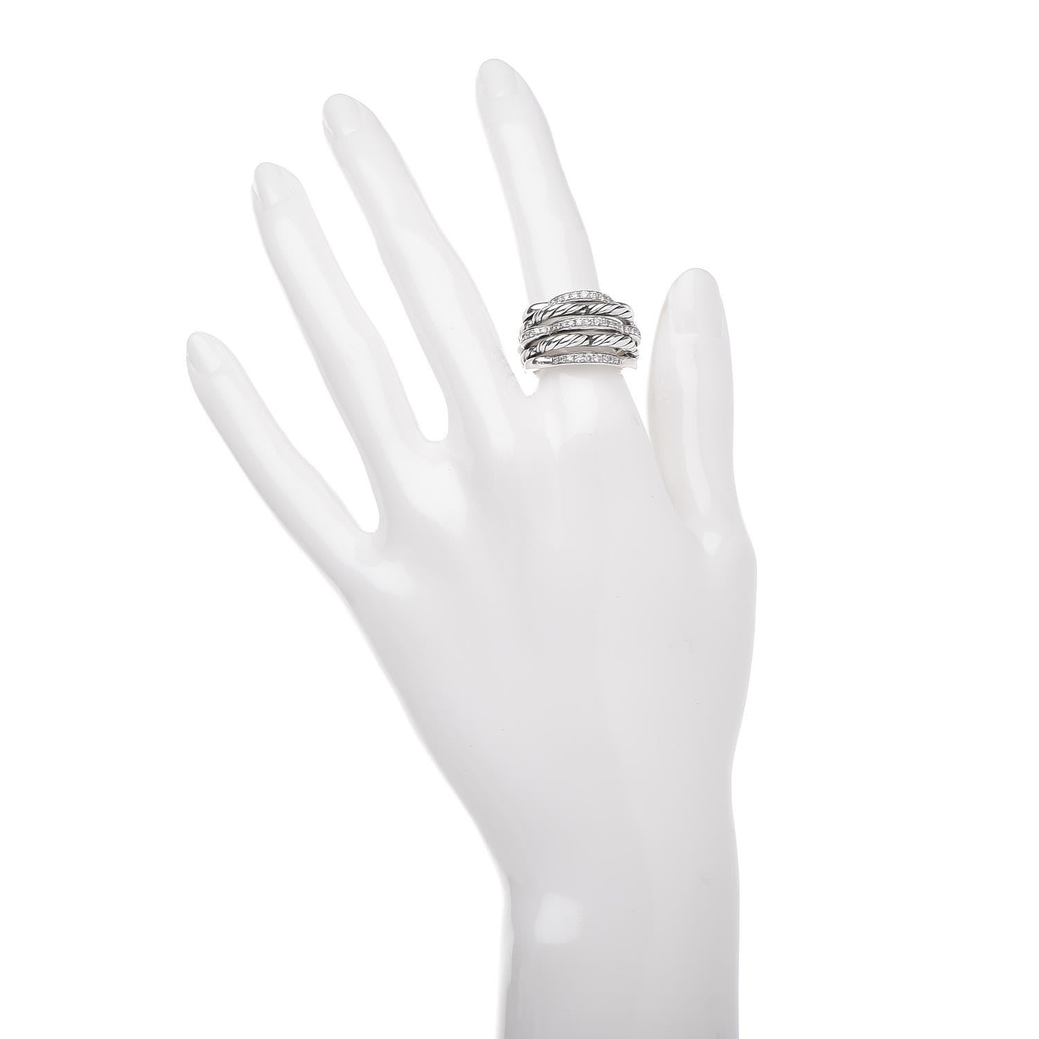 David Yurman Sterling Silver Diamond 15mm Tides Dome Ring 52 6 2 of 5