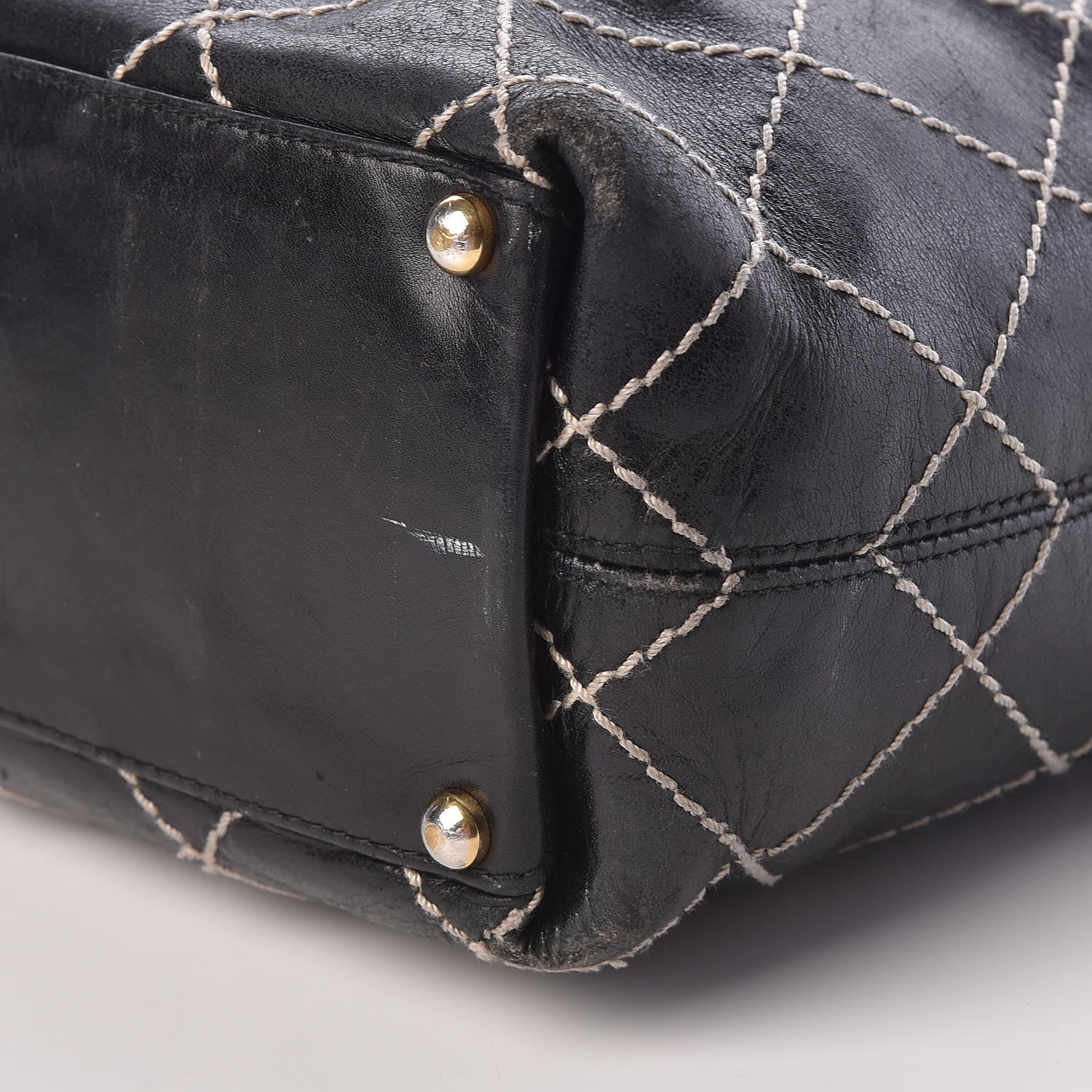 Chanel Calfskin Contrast Stitch Surpique Tote Black 10 of 14