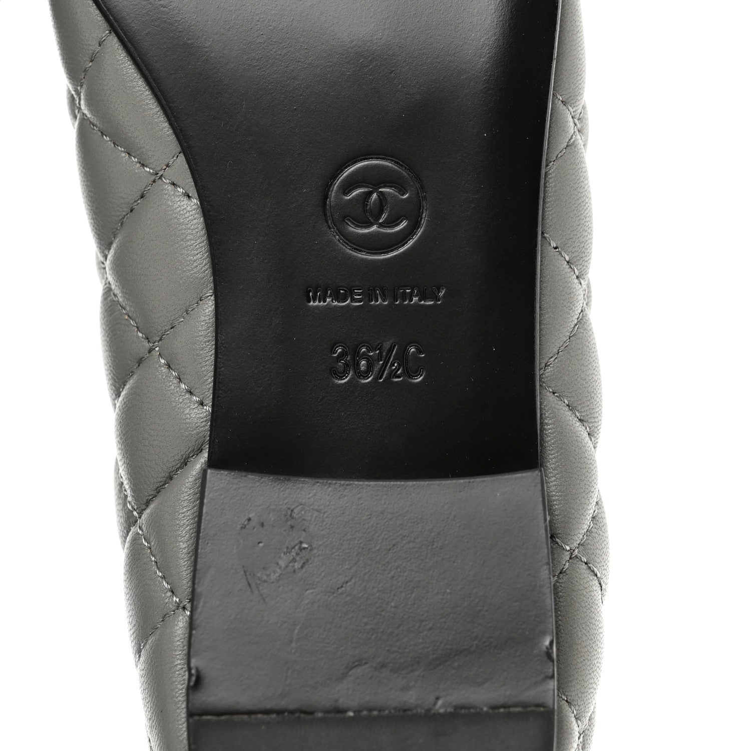 Chanel Lambskin Quilted CC Cap Toe Ballerina Flats 36.5 Grey 6 of 9