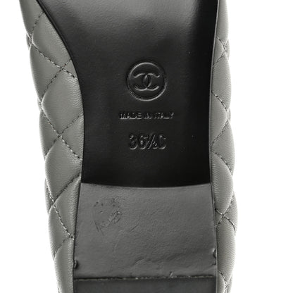 Chanel Lambskin Quilted CC Cap Toe Ballerina Flats 36.5 Grey 6 of 9
