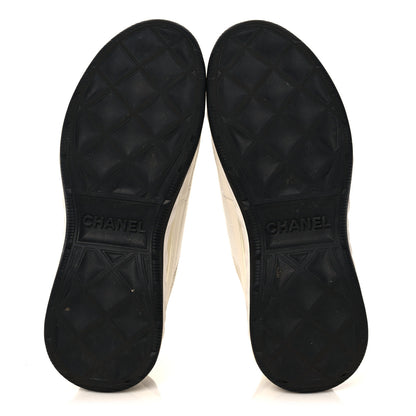 Chanel Velvet Calfskin Mixed Fibers CC Sneakers 36.5 Ivory Black 5 of 8