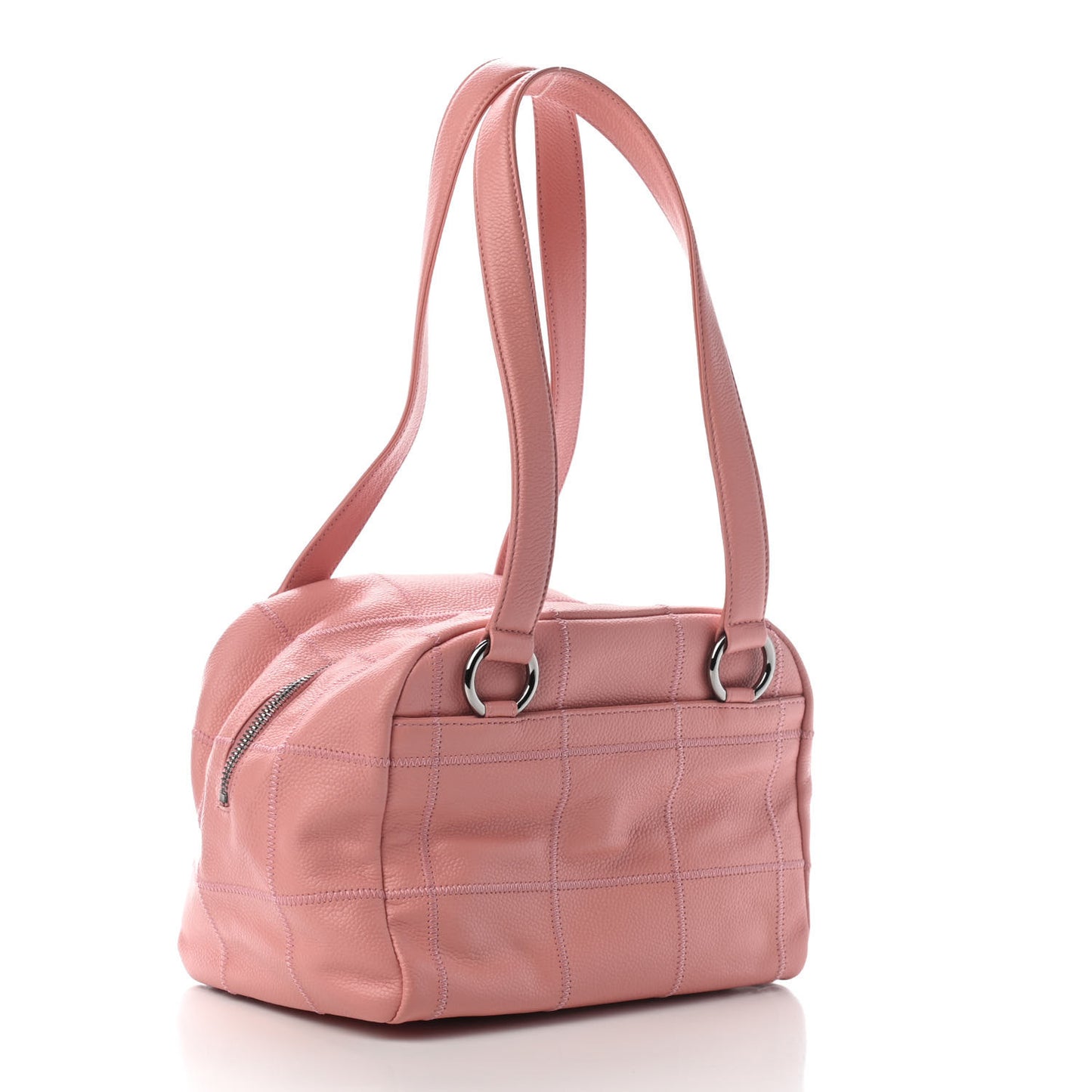Caviar Square Stitched Bowler Pink