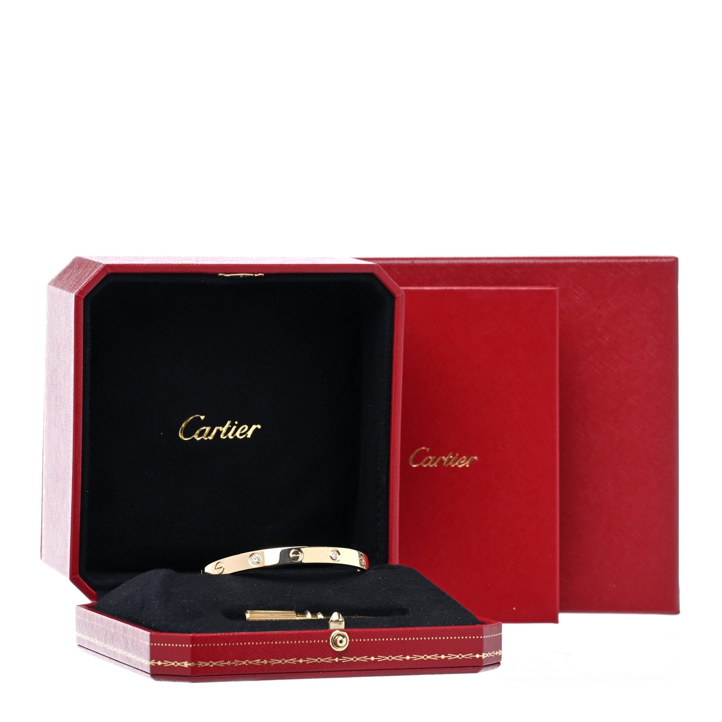 18K Yellow Gold 4 Diamond LOVE Bracelet 16