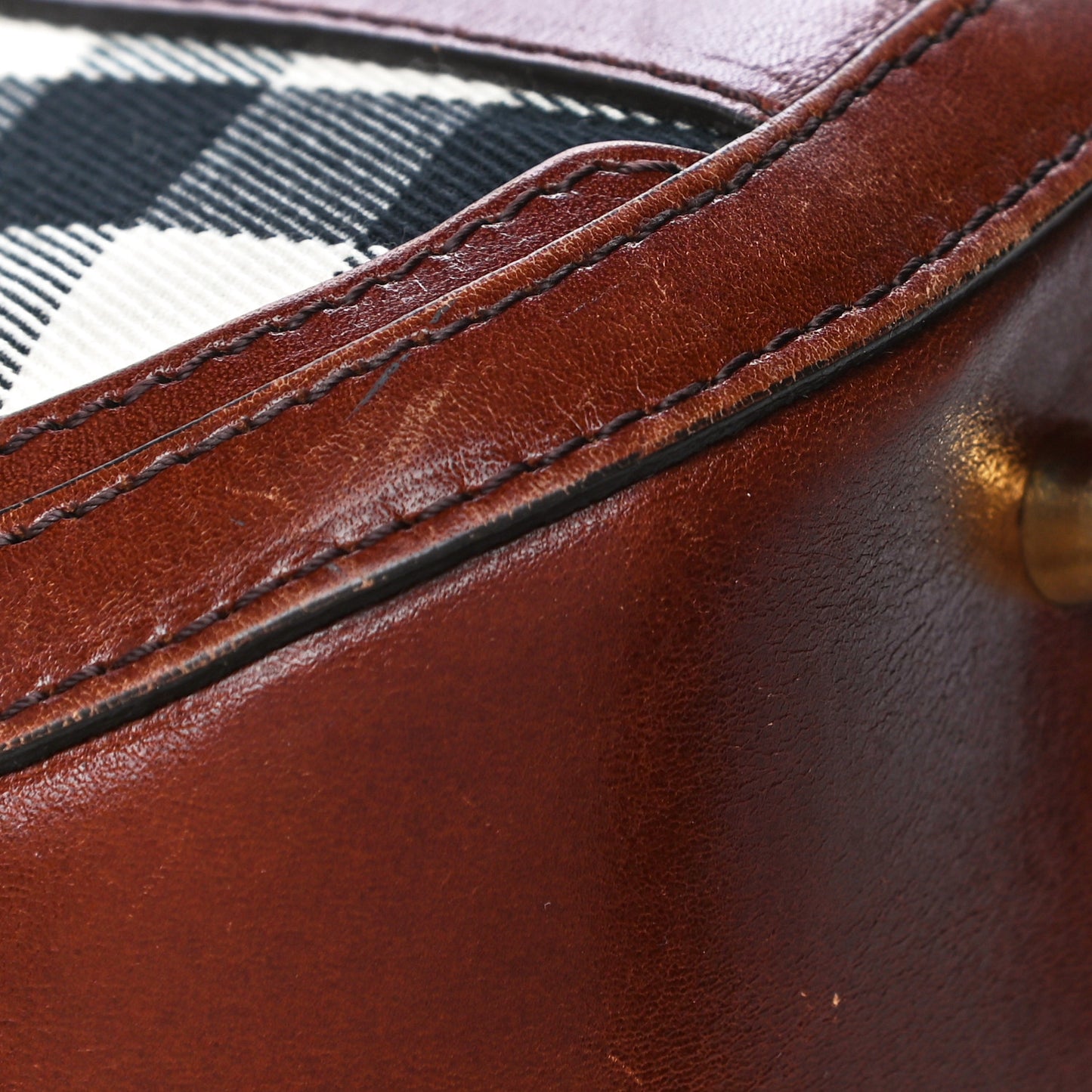 Bridle Calfskin House Check Small Orchard Bowling Bag Deep Claret