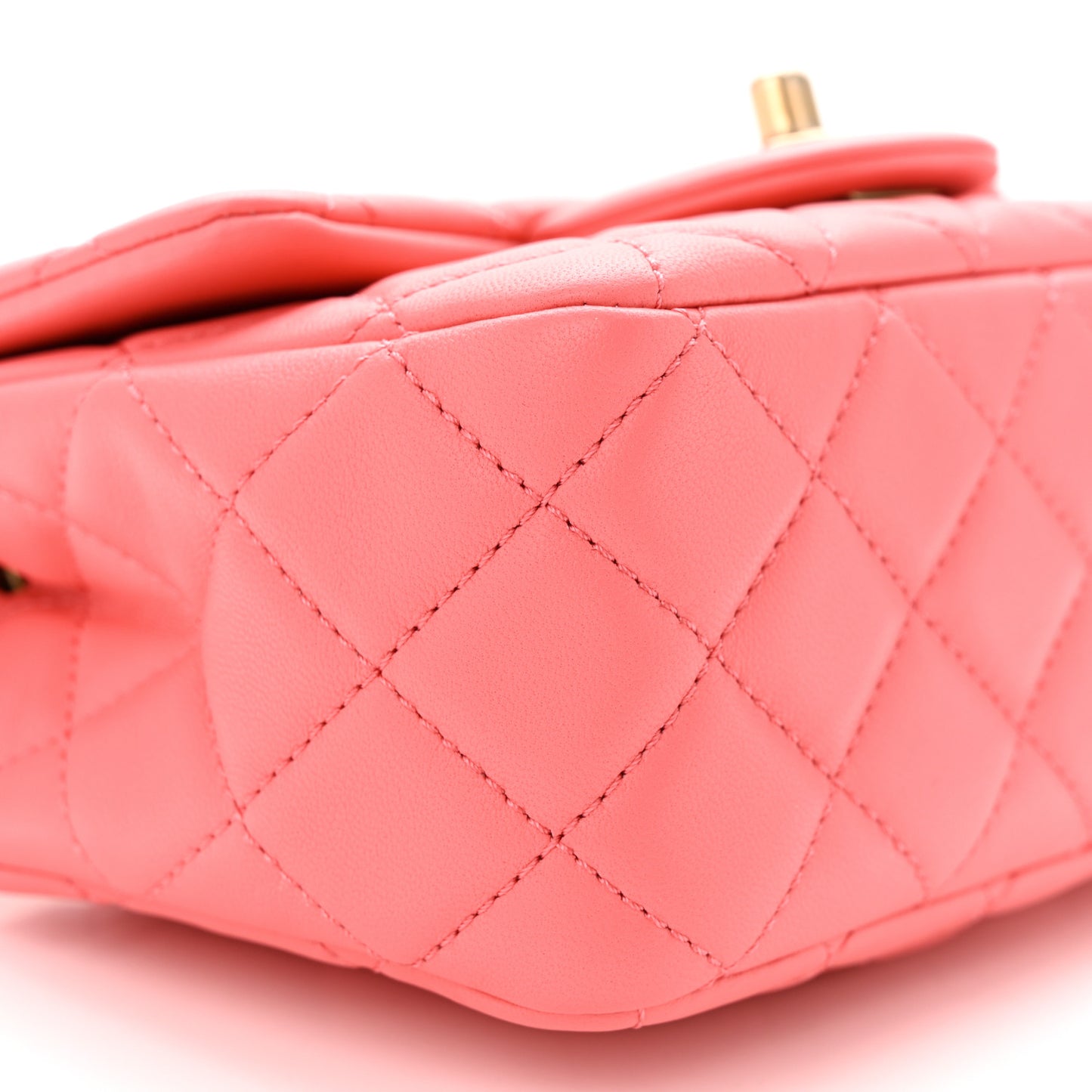 Lambskin Quilted Mini Pearl Crush Flap Coral