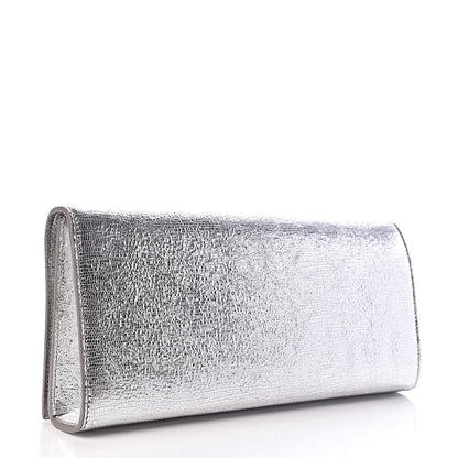 Saint Laurent Textured Metallic Calfskin Classic Monogram Cassandre Clutch Silver 3 of 7