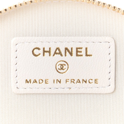 Chanel Lambskin Quilted Round Small Vanity Case With Chain White Black 5 of 7