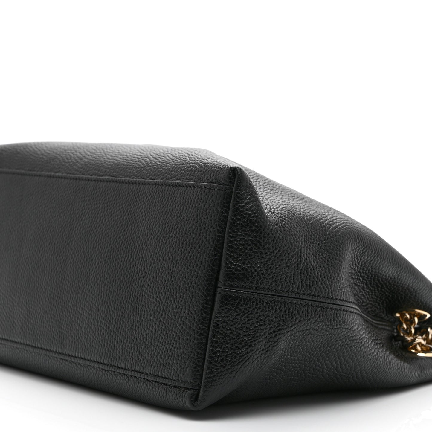 Pebbled Calfskin Medium Soho Chain Shoulder Bag Black