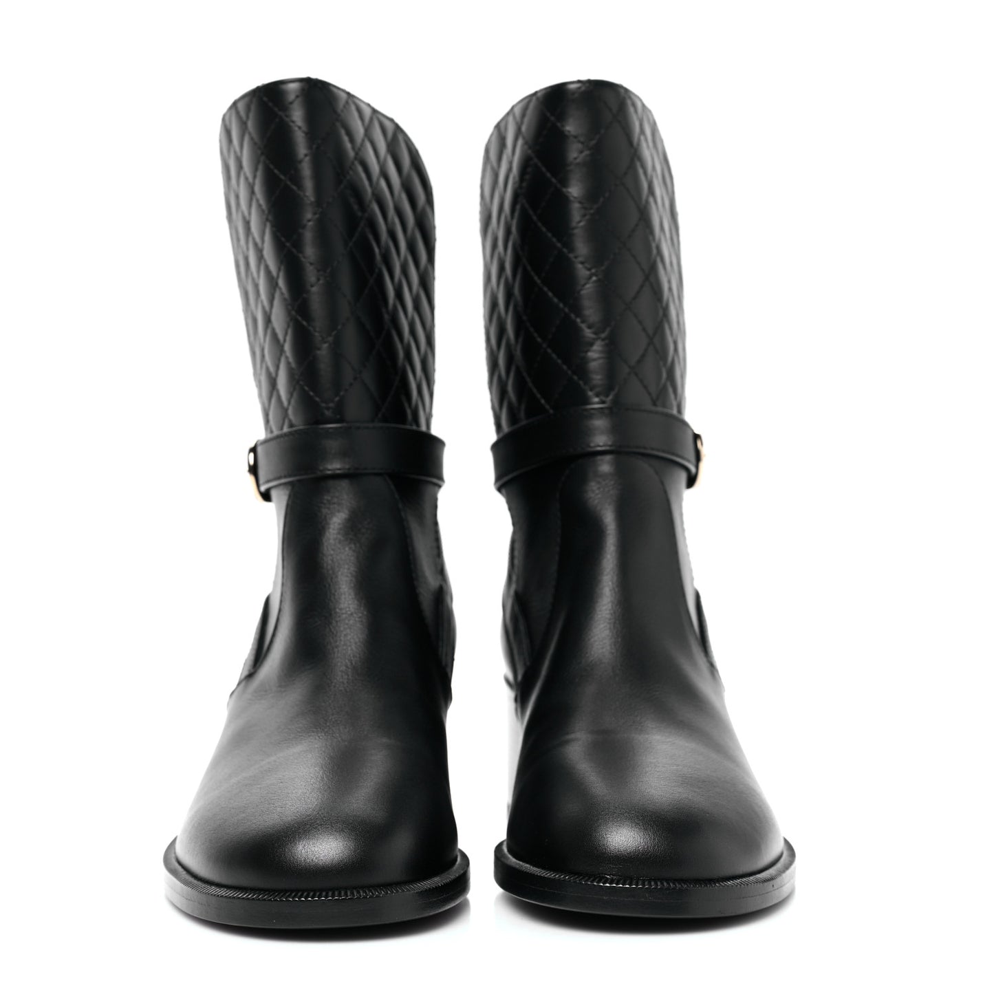 Calfskin Quilted CC Boots 39.5 Black