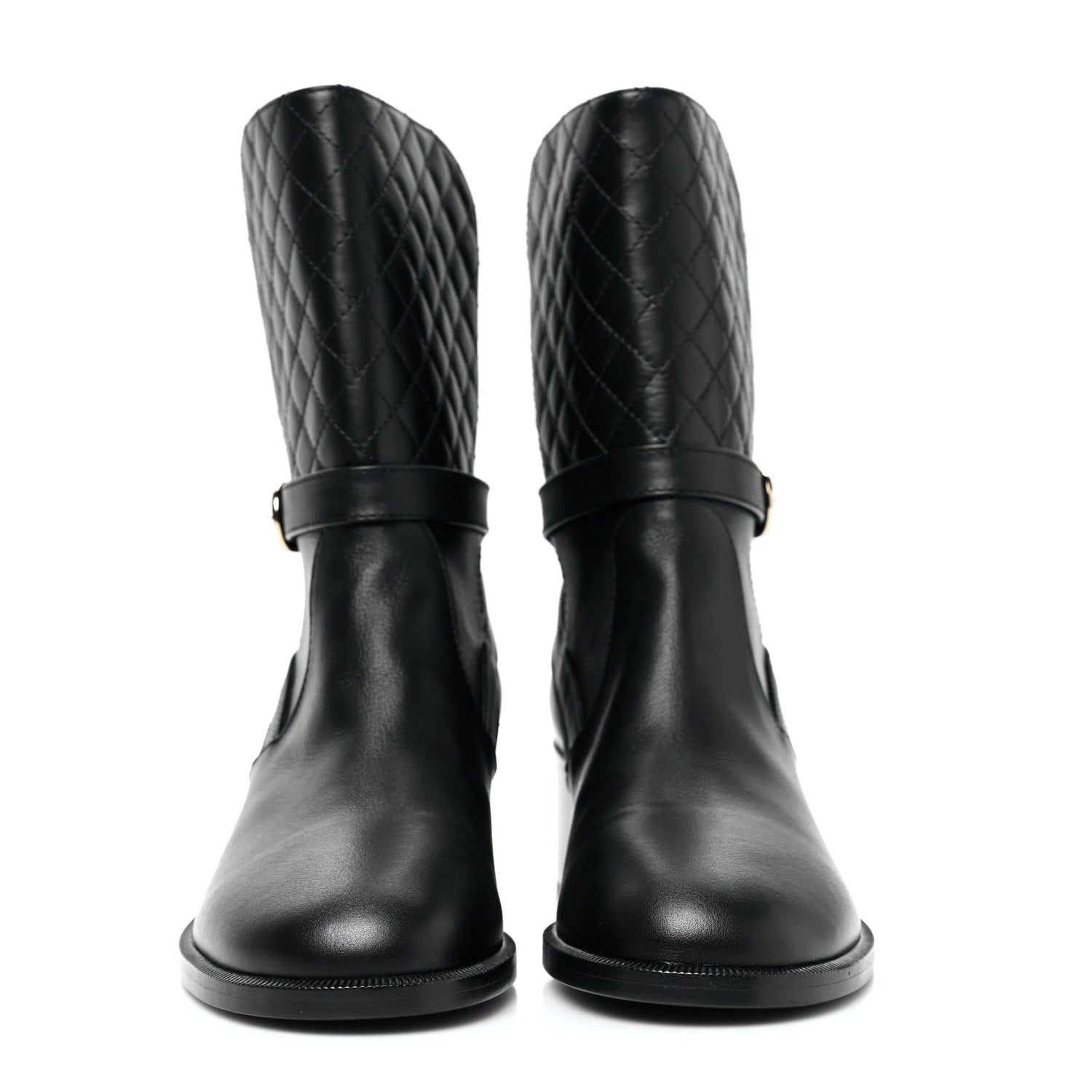 Chanel Calfskin Quilted CC Boots 39.5 Black 2 of 7
