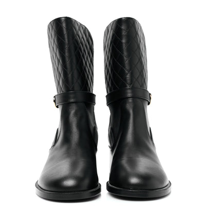 Chanel Calfskin Quilted CC Boots 39.5 Black 2 of 7