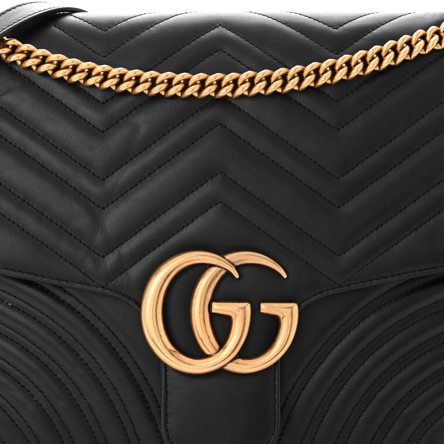 Gucci Calfskin Matelasse Large GG Marmont Shoulder Bag Black 8 of 11