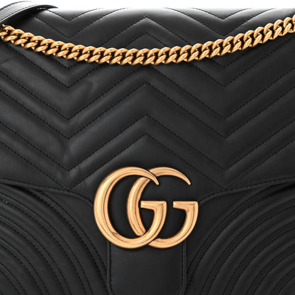 Gucci Calfskin Matelasse Large GG Marmont Shoulder Bag Black 8 of 11