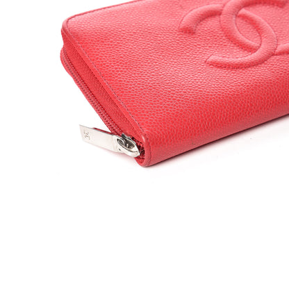 Chanel Caviar Large Timeless CC Gusset Zip Around Wallet Light Red 5 of 12