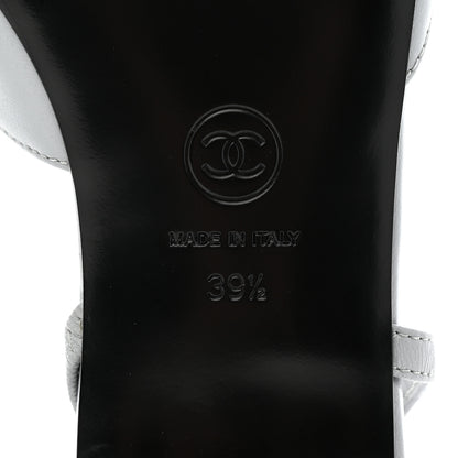 Chanel Lambskin Cap Toe CC Slingback Sandals 39.5 Grey 8 of 8