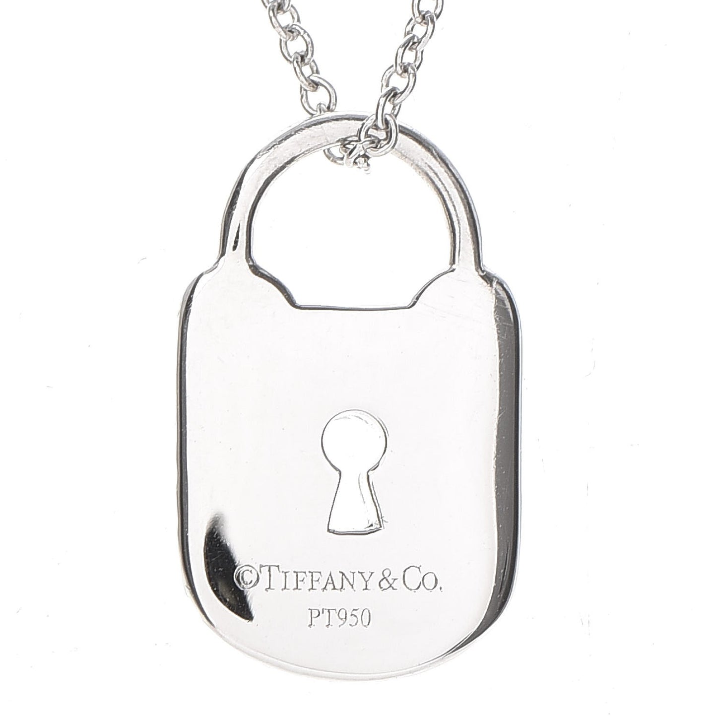 Platinum Diamond Small Vintage Lock Pendant Necklace