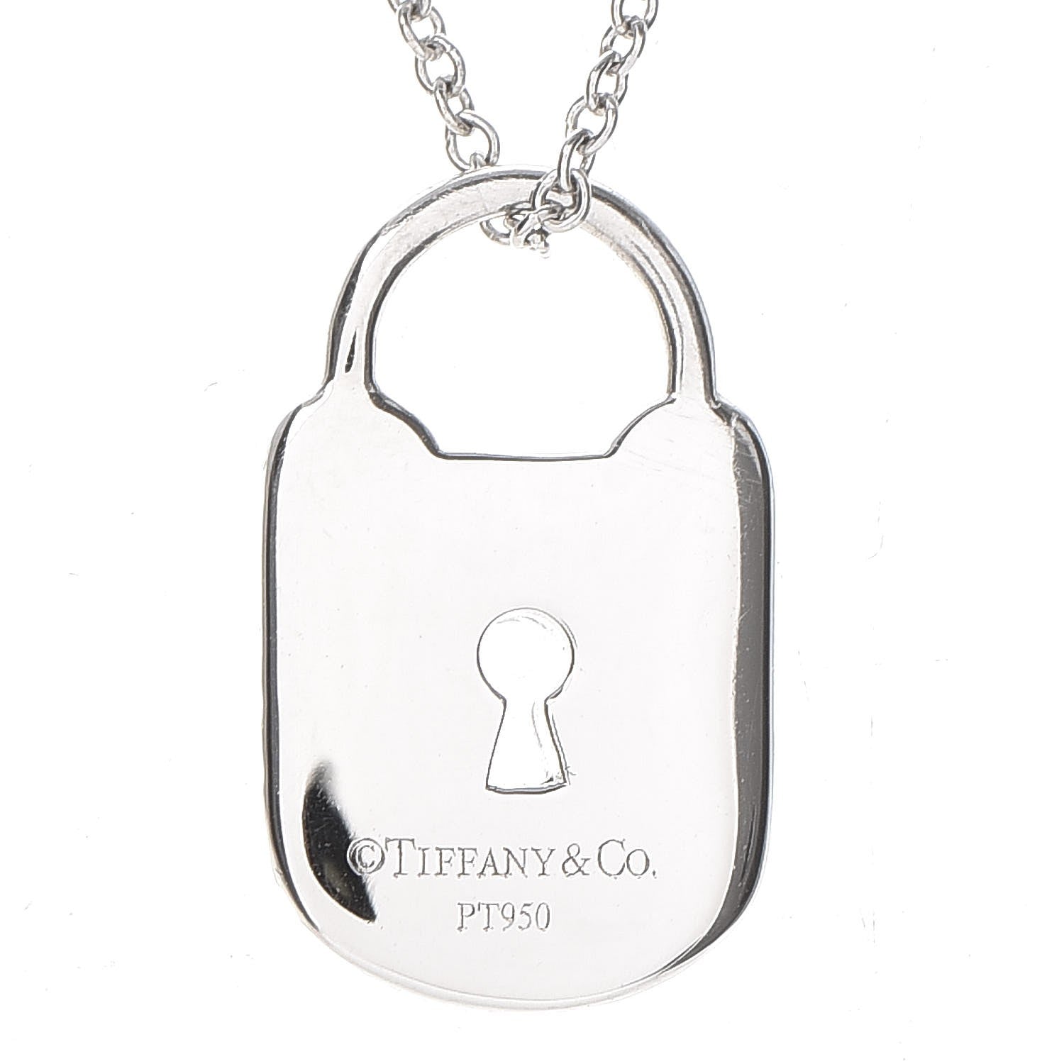 Tiffany Platinum Diamond Small Vintage Lock Pendant Necklace 5 of 8
