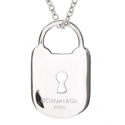 Tiffany Platinum Diamond Small Vintage Lock Pendant Necklace 5 of 8