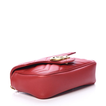 Gucci Calfskin Matelasse Super Mini GG Marmont Shoulder Bag Hibiscus Red 3 of 14