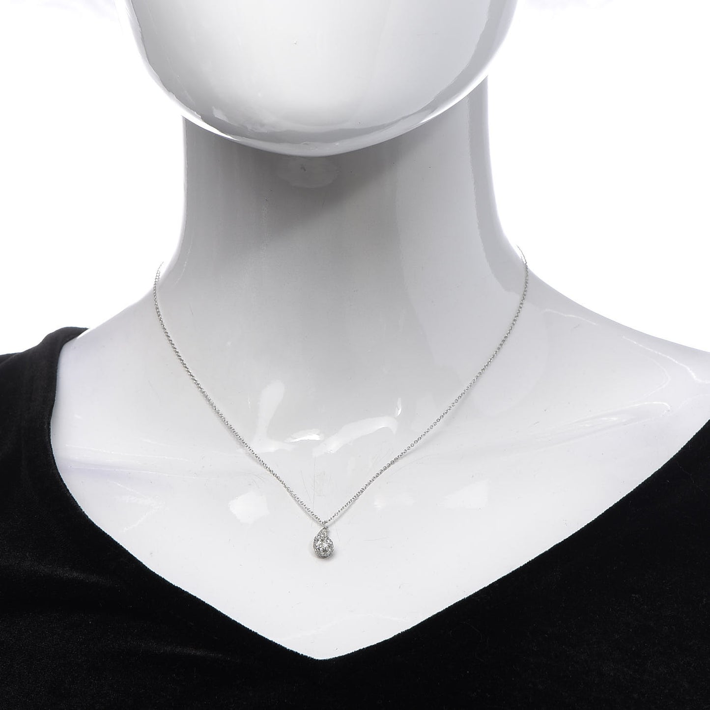 Platinum Diamond 6mm Elsa Peretti Teardrop Pendant Necklace