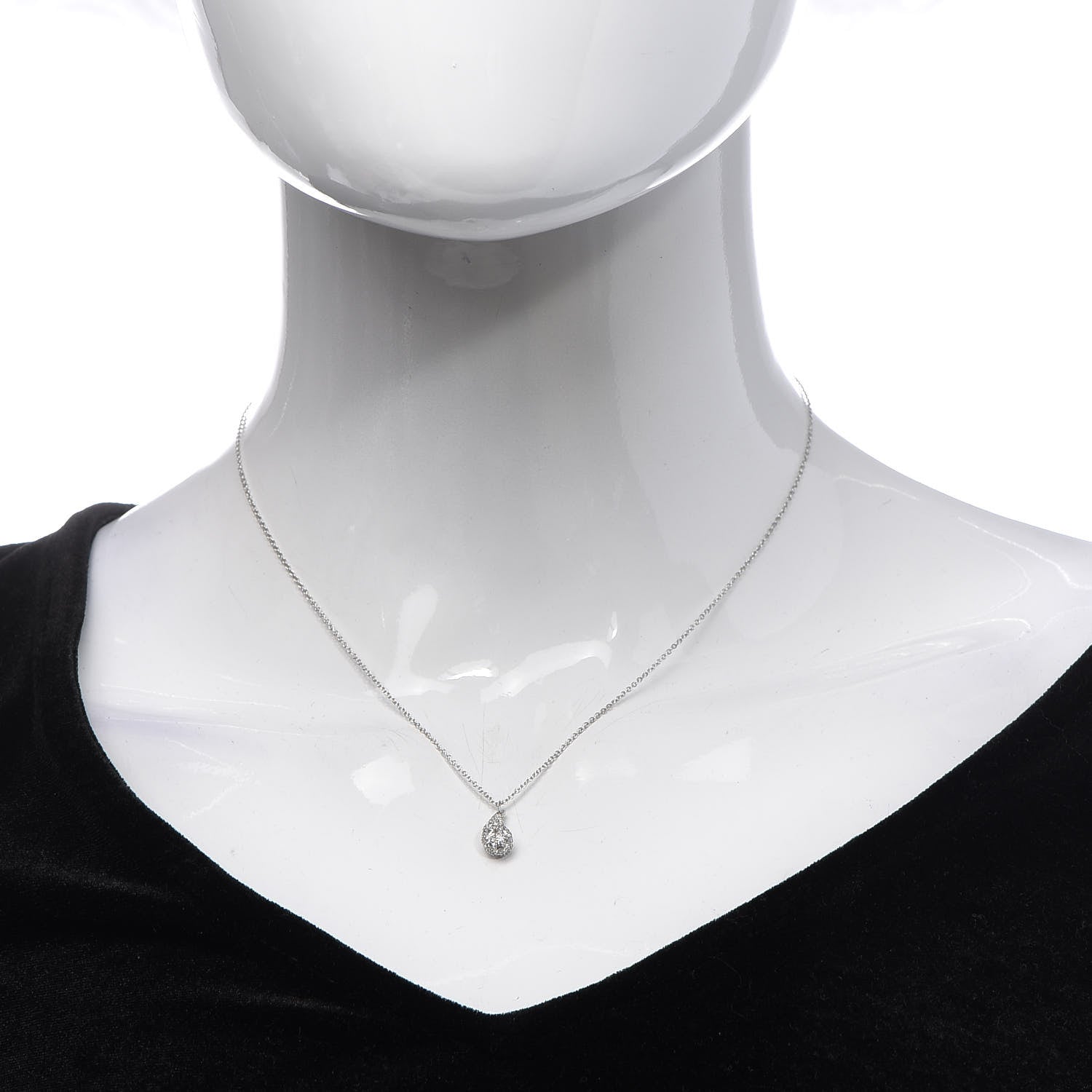 Tiffany Platinum Diamond 6mm Elsa Peretti Teardrop Pendant Necklace 2 of 6