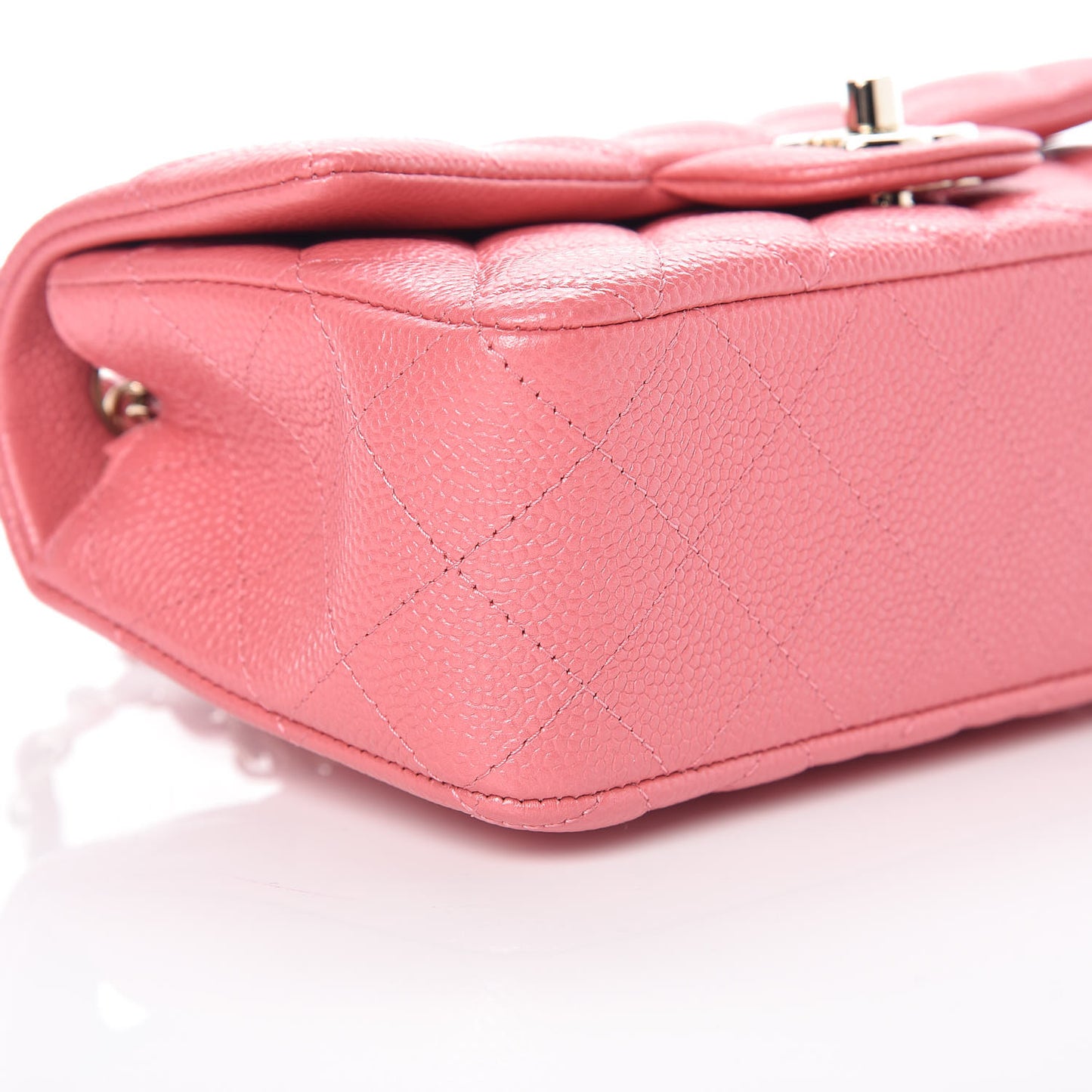 Iridescent Caviar Quilted Mini Rectangular Flap Pink