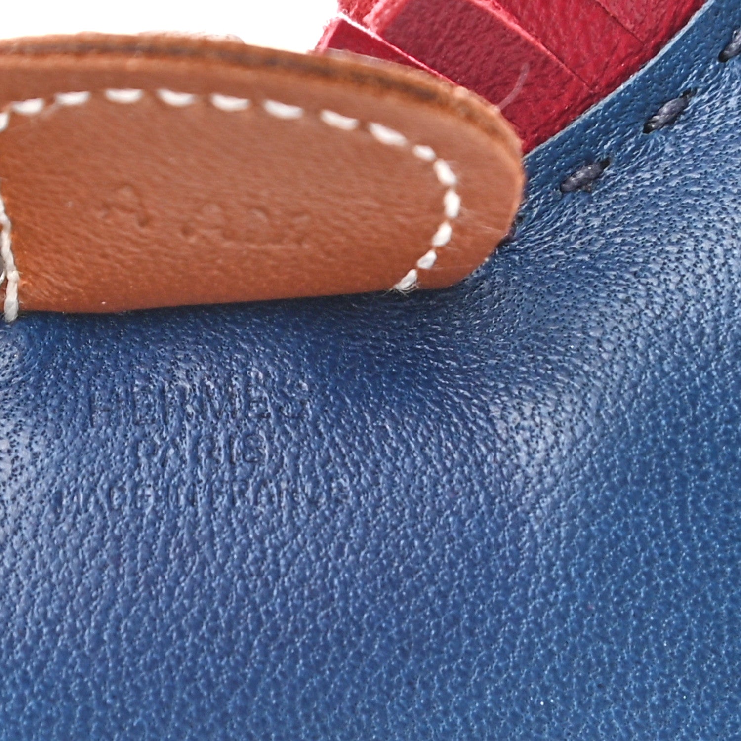 Hermes Milo Lambskin Grigri Rodeo Horse Bag Charm PM Bleu de Malte Rubis Fauve 4 of 4