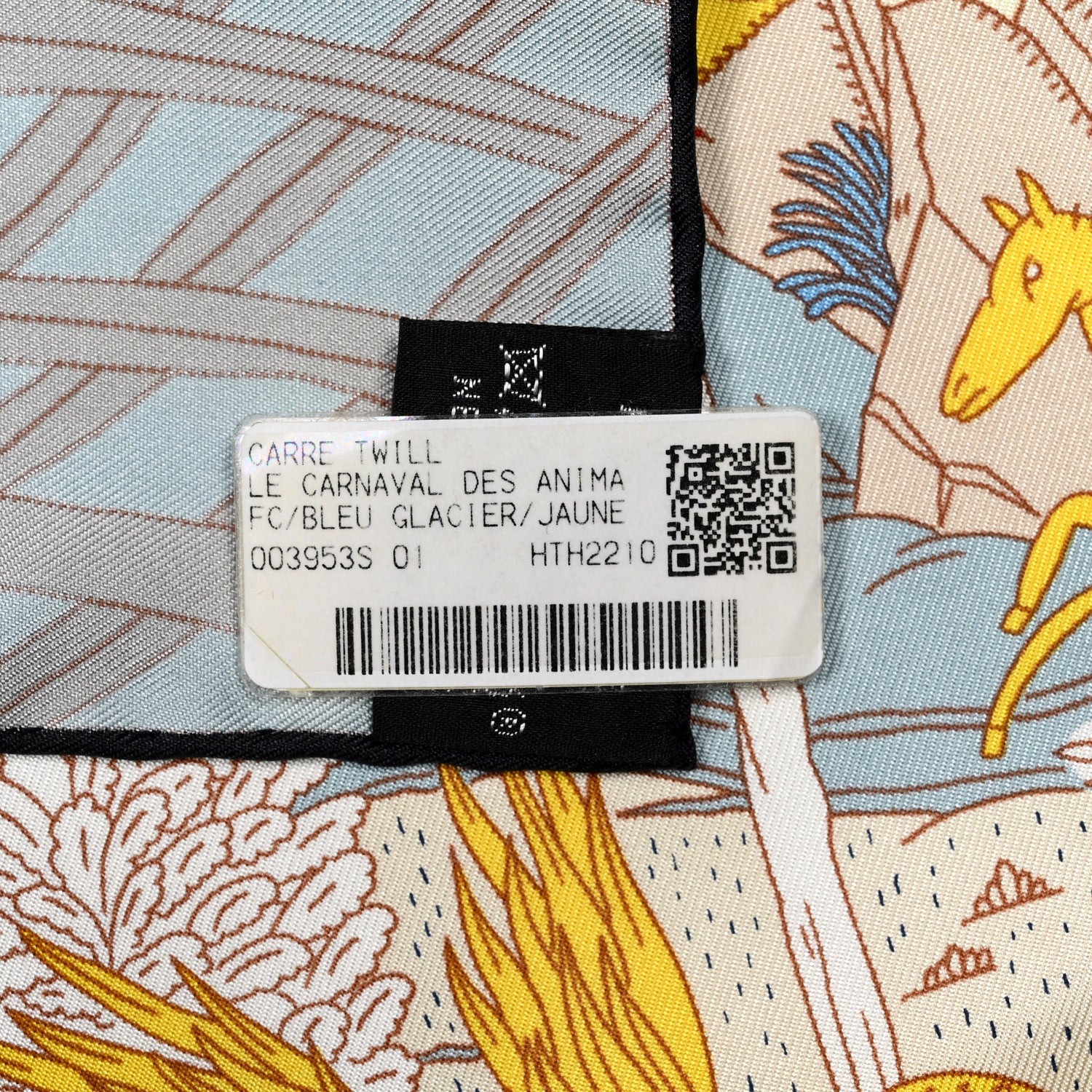 Hermes Silk Le Carnaval des Anima Scarf 90 Bleu Glacier Jaune 3 of 3