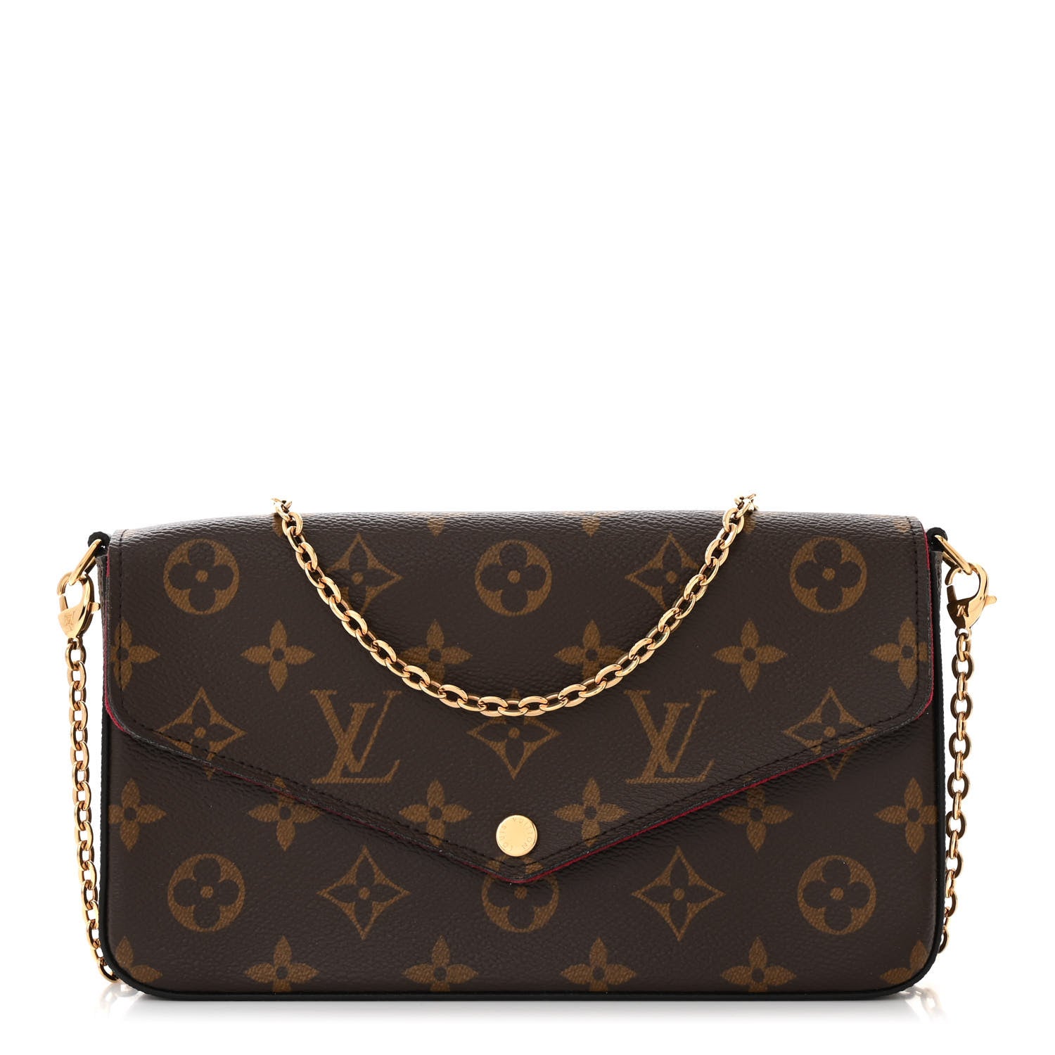 Louis Vuitton Monogram Pochette Felicie Chain Wallet Fuchsia 1 of 13