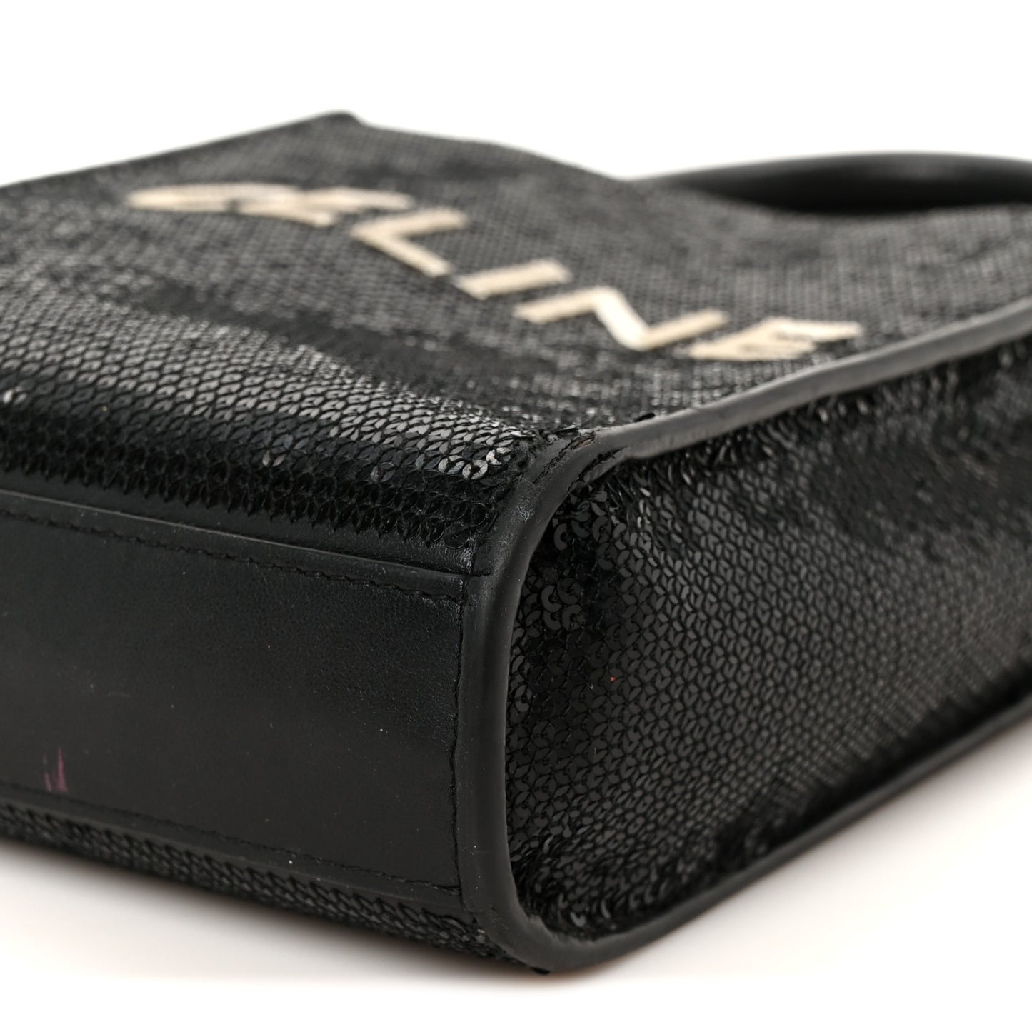 Sequin Calfskin Mini Vertical Cabas Black White