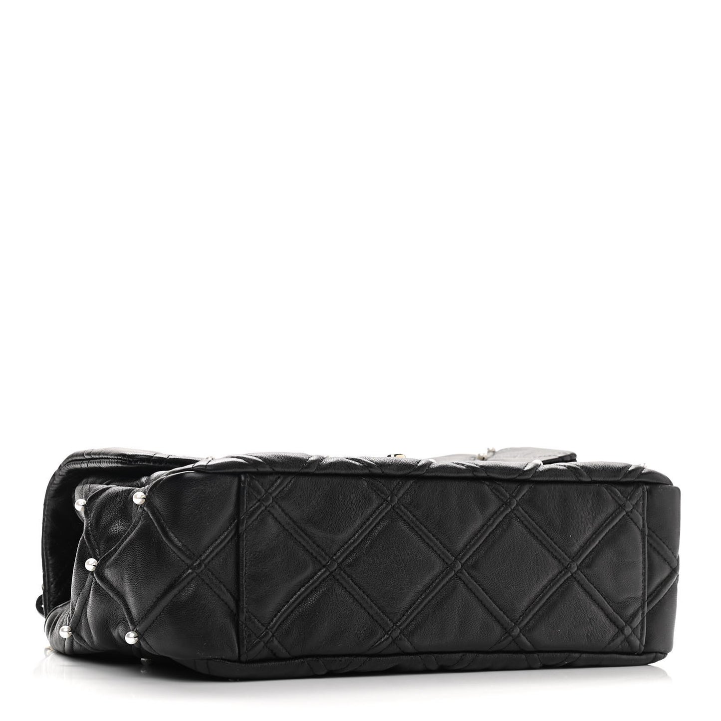 Lambskin Quilted Pearl Studded Flap Black