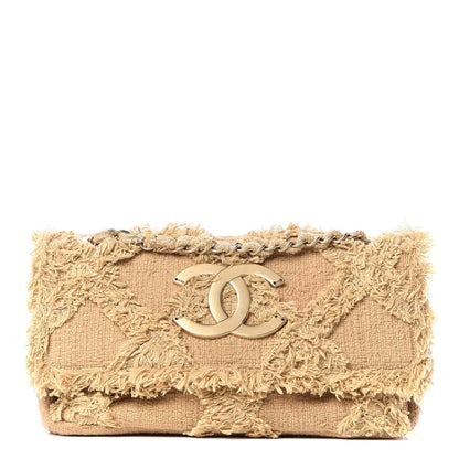 Chanel Tweed Nature Medium Single Flap Dark Beige 1 of 8