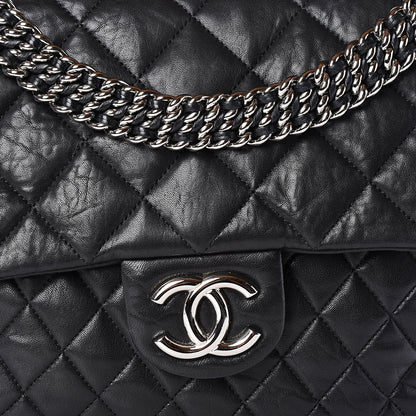 Chanel Washed Lambskin Quilted Maxi Chain Around Flap Black 9 of 9
