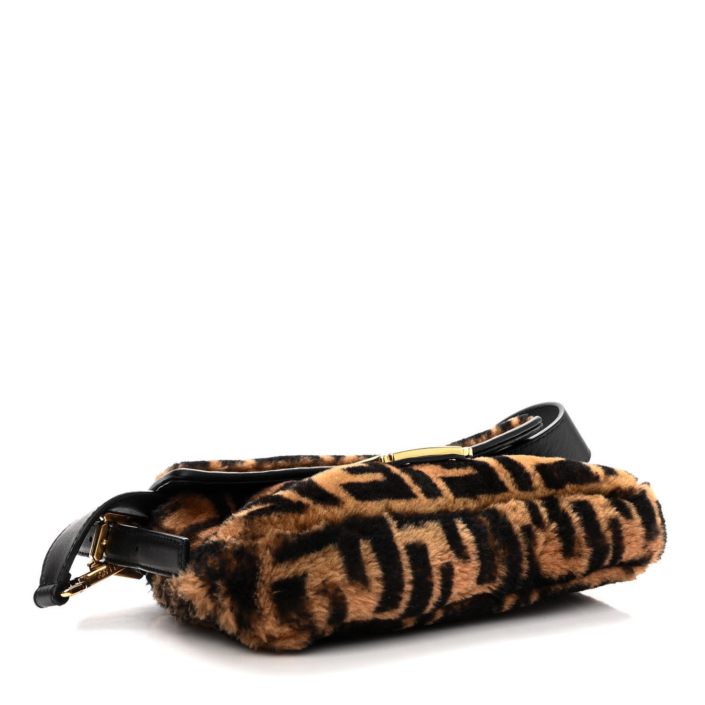 Shearling Vitello Dolce Macro FF 1974 Baguette Tobacco Black