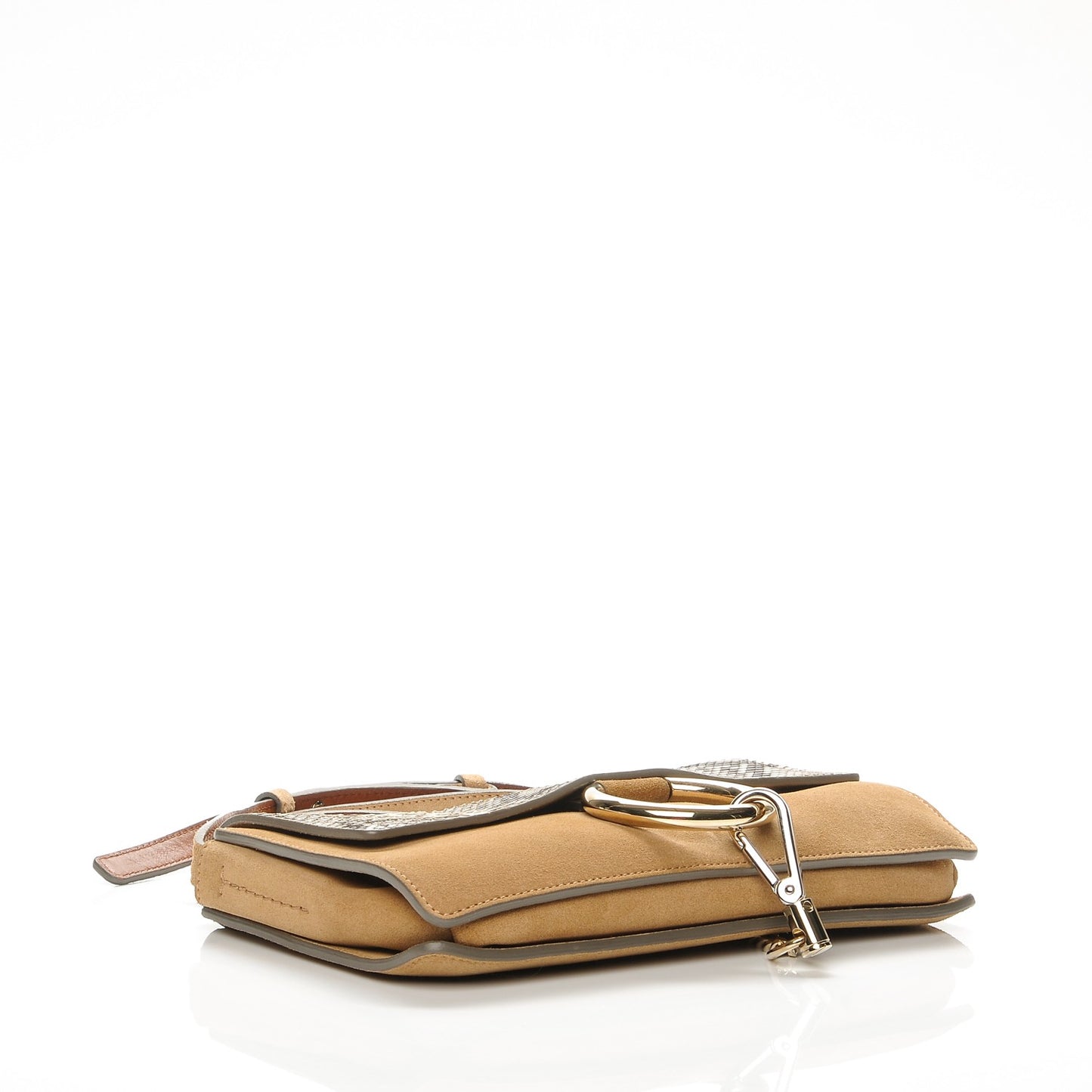 Suede Python Calfskin Small Faye Shoulder Bag Desert Beige