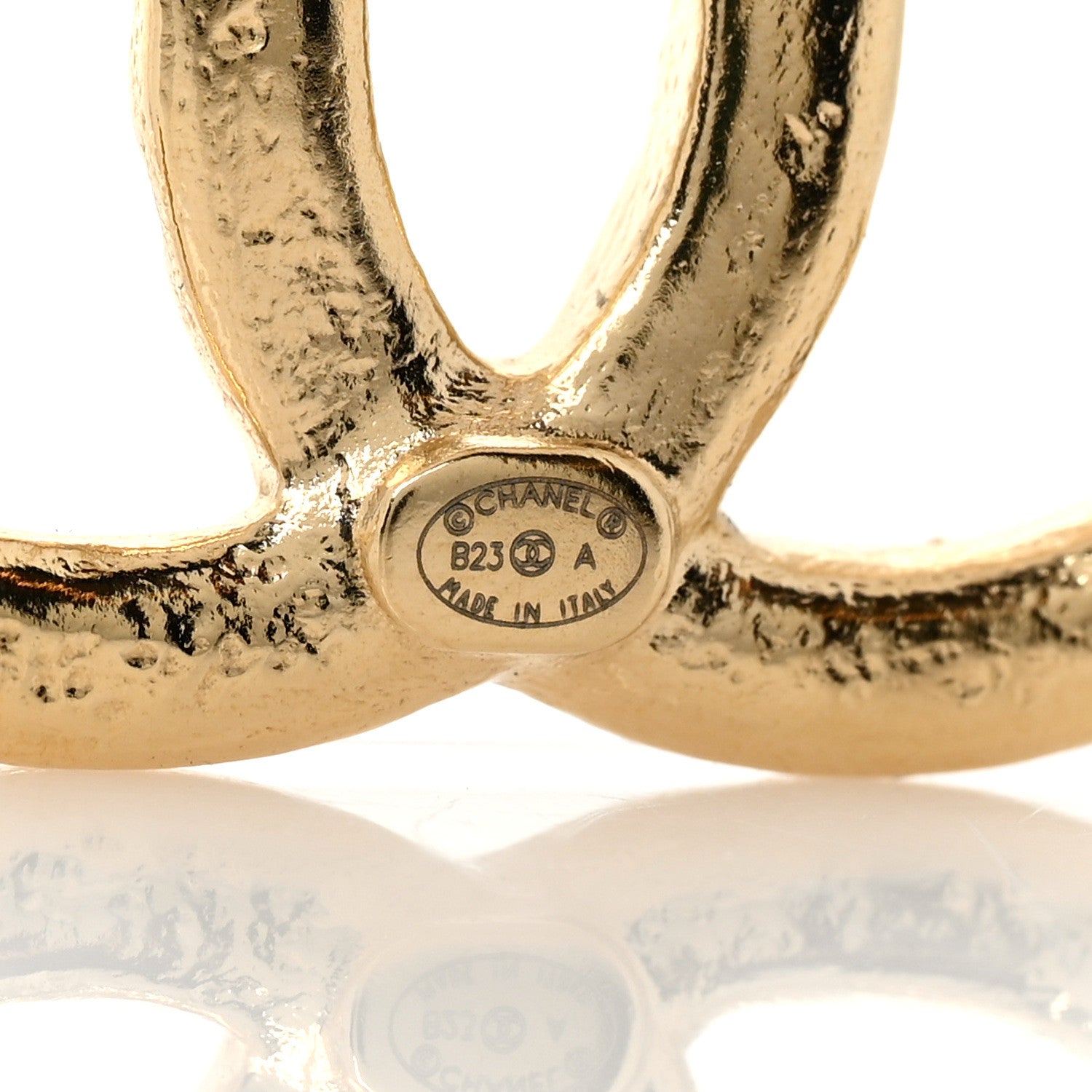 Chanel Metal Tweed Effect CC Earrings Gold 4 of 4