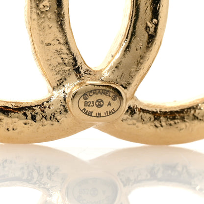Chanel Metal Tweed Effect CC Earrings Gold 4 of 4