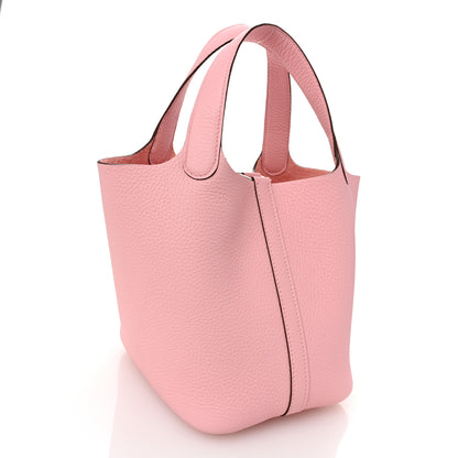 Hermes Taurillon Clemence Picotin Lock 18 PM Rose Sakura 3 of 10