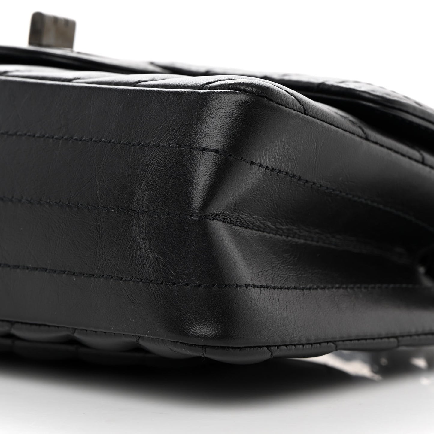 Aged Calfskin Chevron Quilted 2.55 Reissue Mini Flap So Black