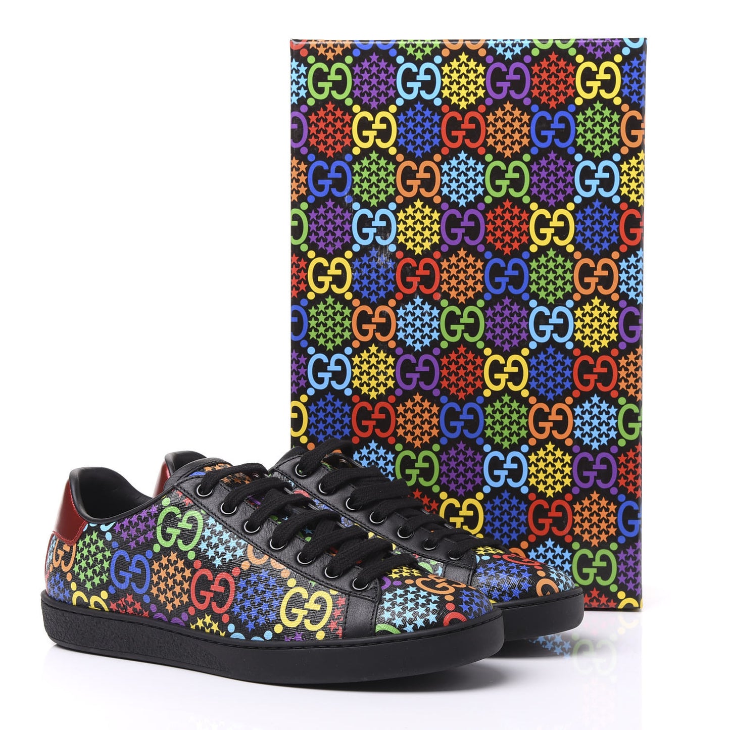 GG Supreme Monogram Psychedelic Sneakers 37 Black Multicolor