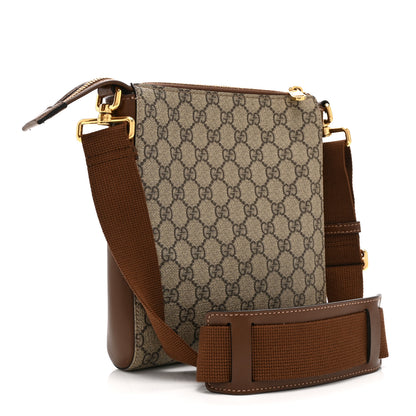 Gucci GG Supreme Monogram Azalea Calfskin Retro Interlocking G Flat Messenger Bag Beige Ebony Brown Sugar 3 of 11